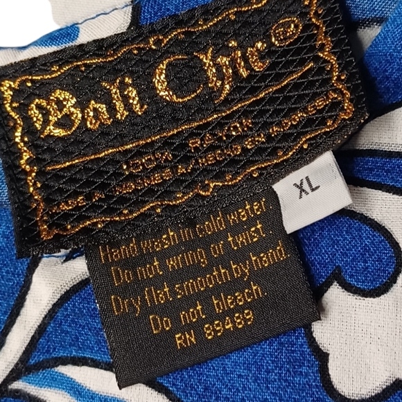 BALI CHIC Vintage Blue and White Floral Hawaiian XL Sleeveless Sheath Dress XL - Picture 3 of 7